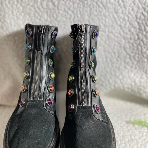 Kurt Geiger Black Combat Boots with Vibrant Details - Picture 3 of 5